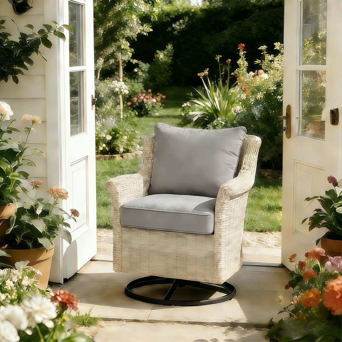Goodgoods 24x24 Outdoor Deep Seat Cushions 2-Pack, 30D Foam, Stone Gray