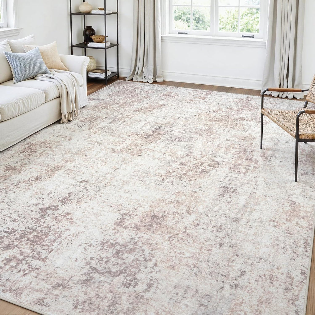 5x7 Area Rugs for Living Room Large Washable Abstract Rug Beige Grey