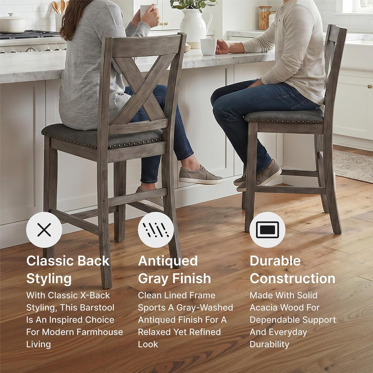Signature Design by Ashley Caitbrook X-Back Bar Stools Set of 2, Gray