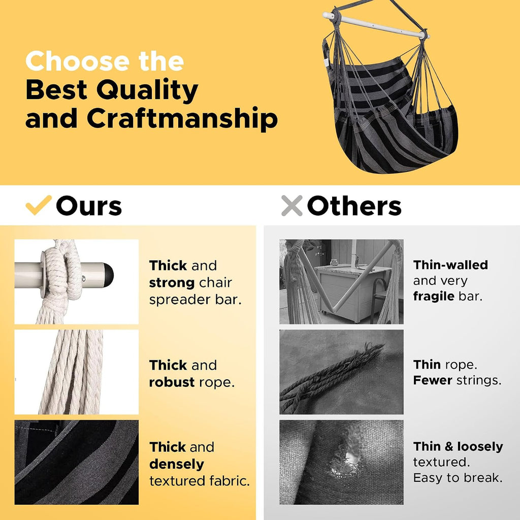 ADVOKAIR Hammock Chair Swing 500lbs Steel Bar Multi-Size Bedroom&Porch