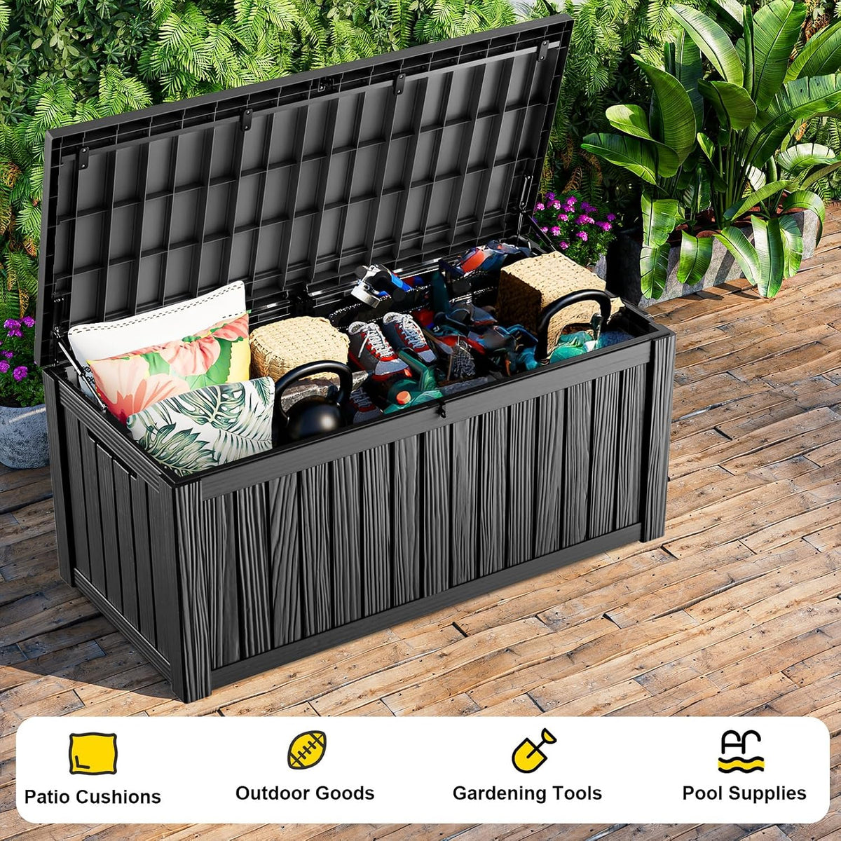 200 Gallon Large Outdoor Storage Box, Black