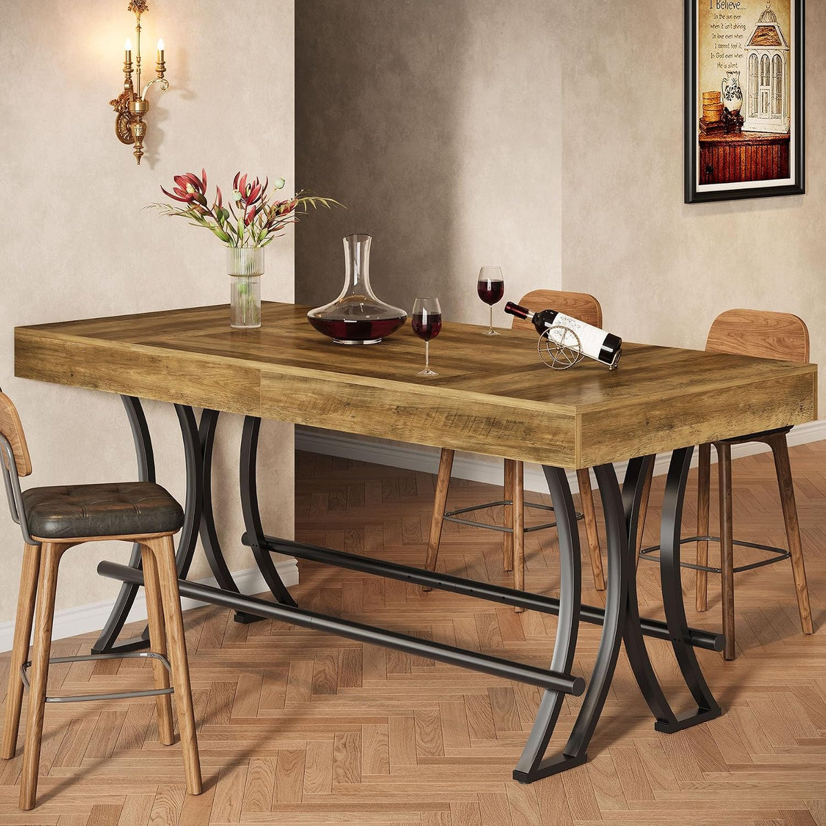 tribesigns 63" counter height bar table with metal, package contents