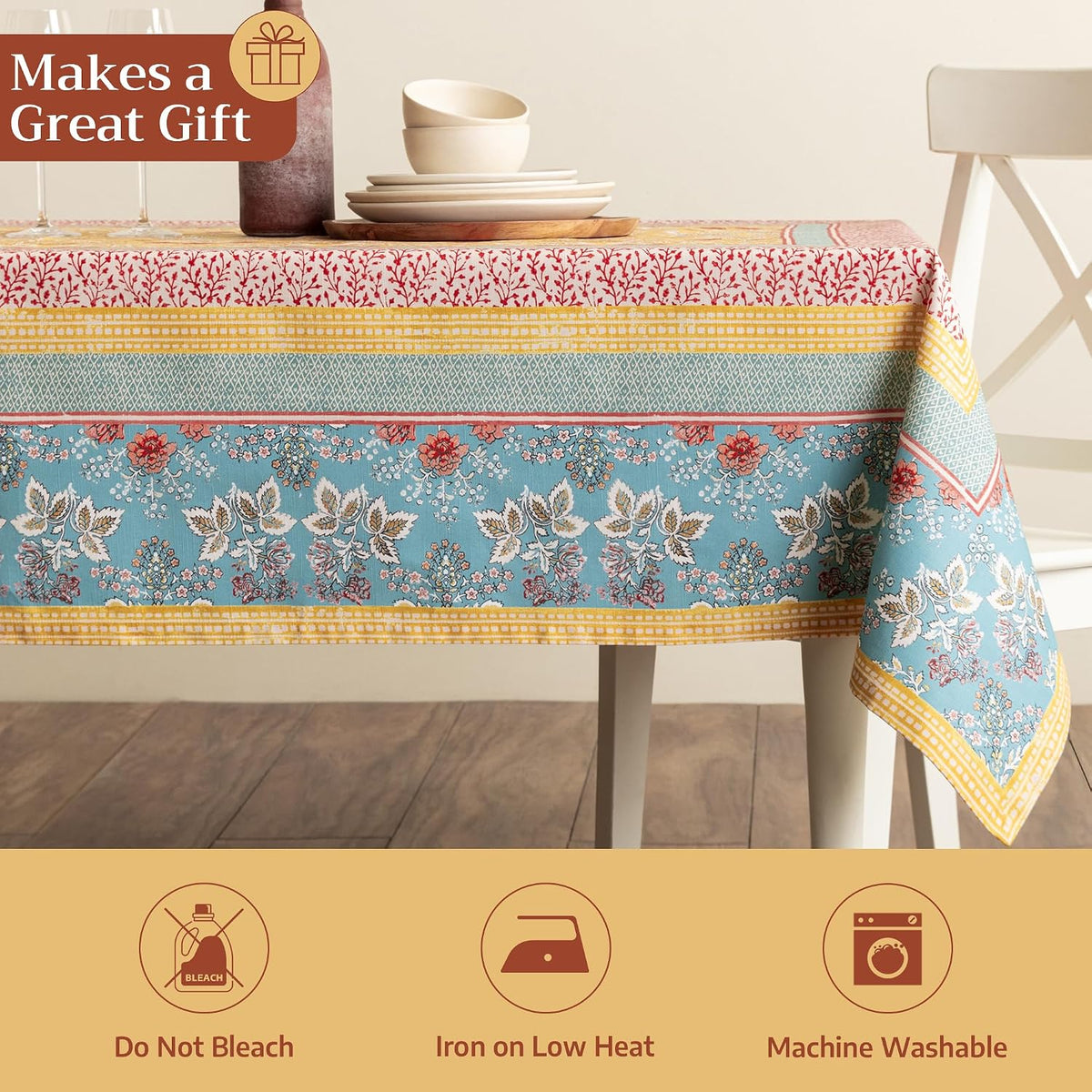 Maison d' Hermine Table Cloth Square Table Reusable 100% Cotton 54"x54"