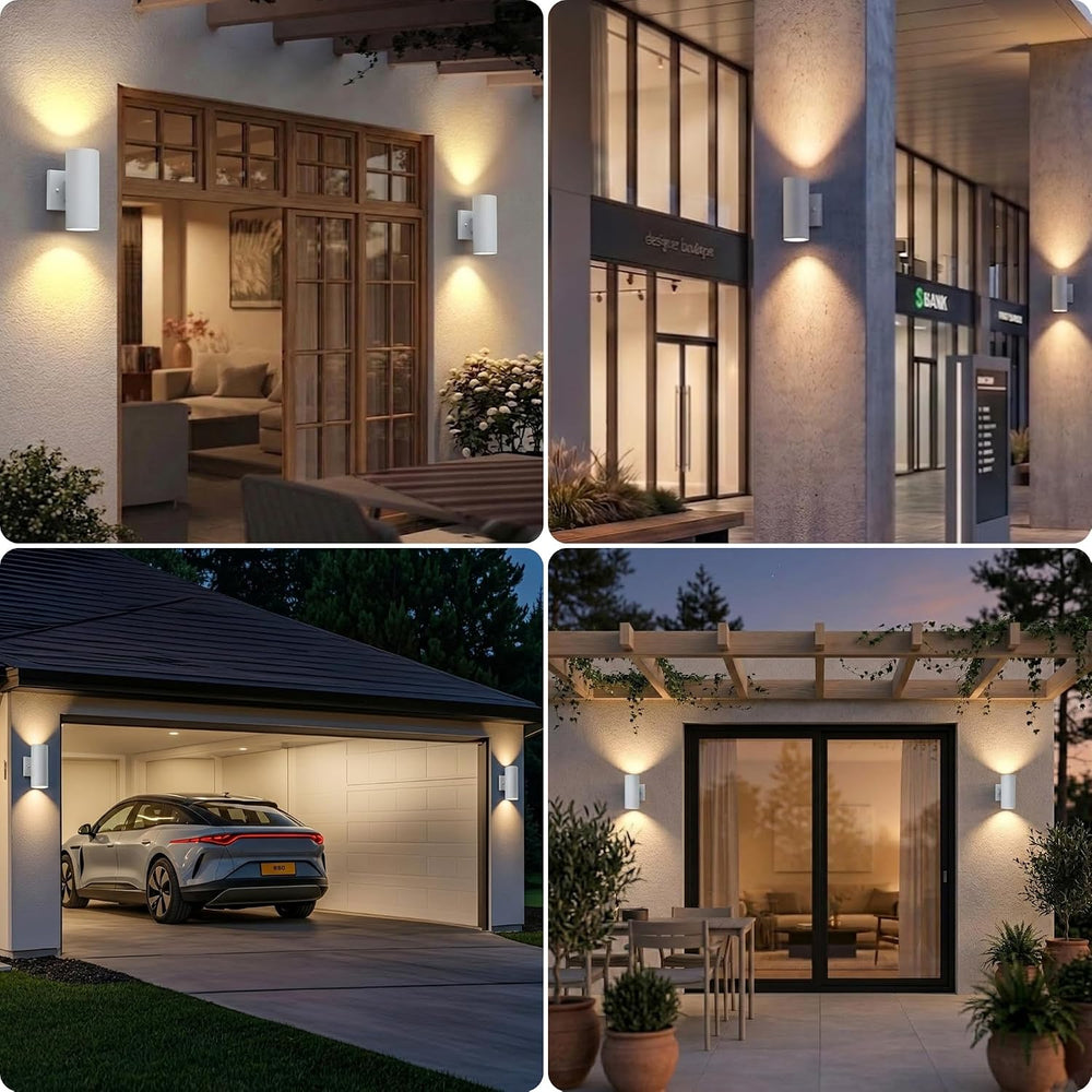 Dusk to Dawn Aluminum Cylinder Up Down Lights, 2-Pack, 7in