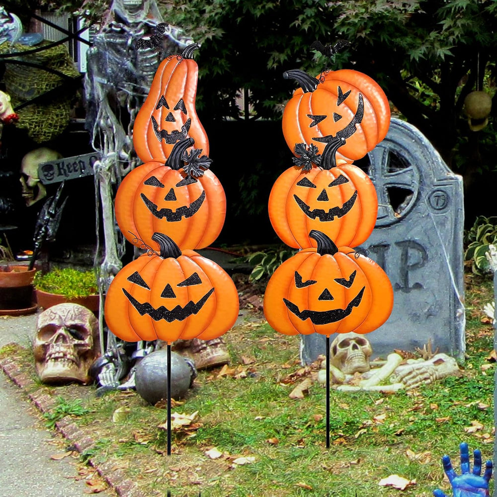 2 Pack Halloween/Thanksgiving Garden Stakes, Outdoor Party Décor Stacked Meta...