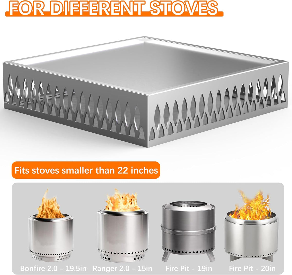 Stainless Steel Fire Pit Base for Surface Protection, X22 (23.6 Inch) Metal Fire Pit Mat, Heavy Duty Accessory for Solo Stove, Deck Protector with Air Vents for Indoor Outdoor Use