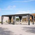 Modern Shade Pergola 12'x24' with USB Power Strip & Net and Curtain, Black