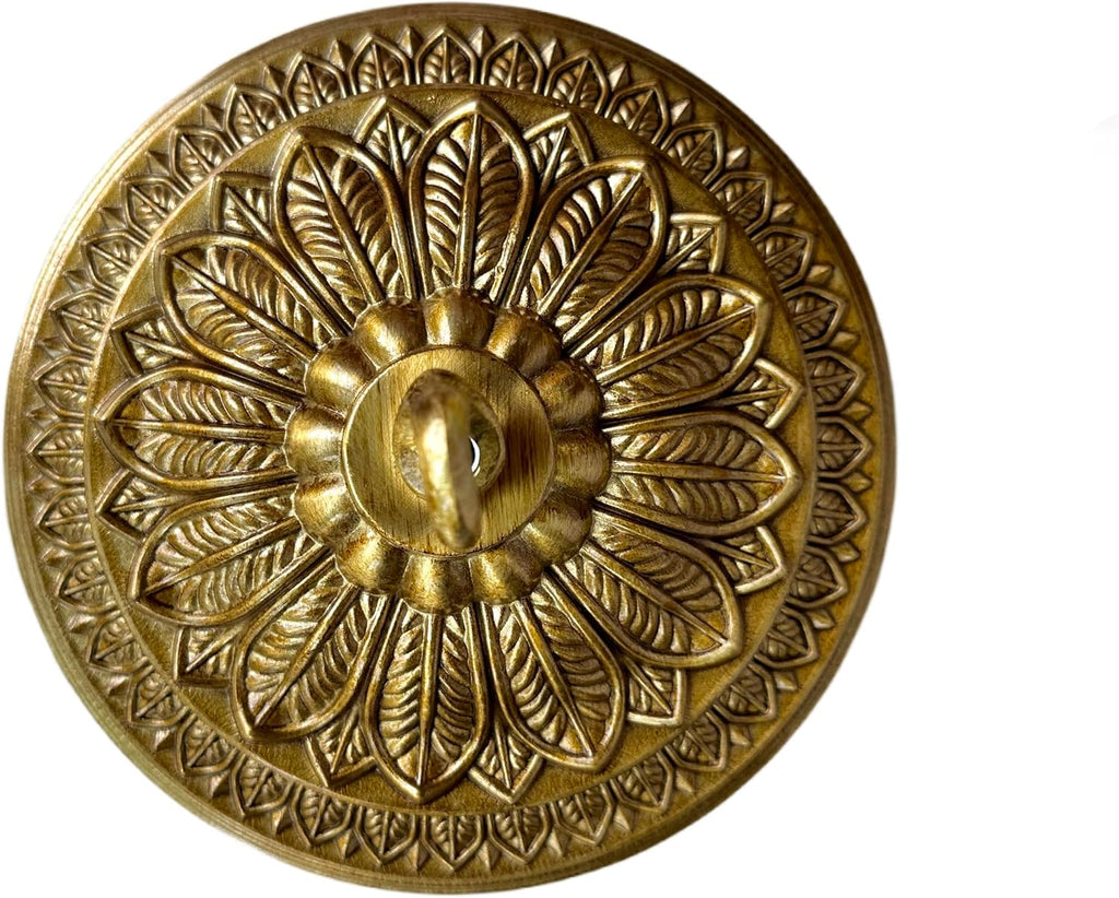 5.9 inches brass canopy kit for chandelier and shown in use