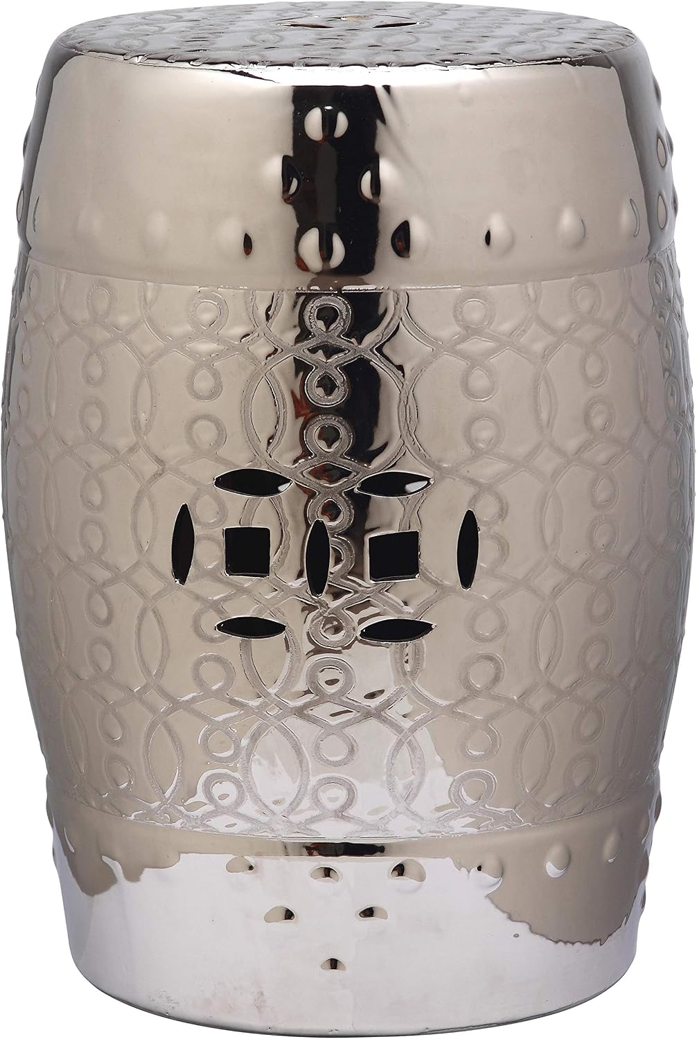 Safavieh Lantana Glazed Ceramic Decorative Garden Stool, Silver