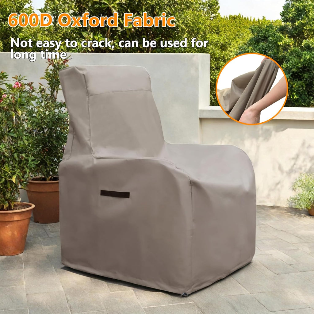 ATR ART TO REAL Outdoor Protective Covers Patio Chair Covers 600D Oxford Fabric Weatherproof Wicker/Rattan Chair Covers (Khaki)