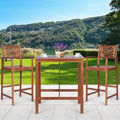 COSTWAY 3PCS Bar Table Set, Outdoor Acacia Wood Dining Set