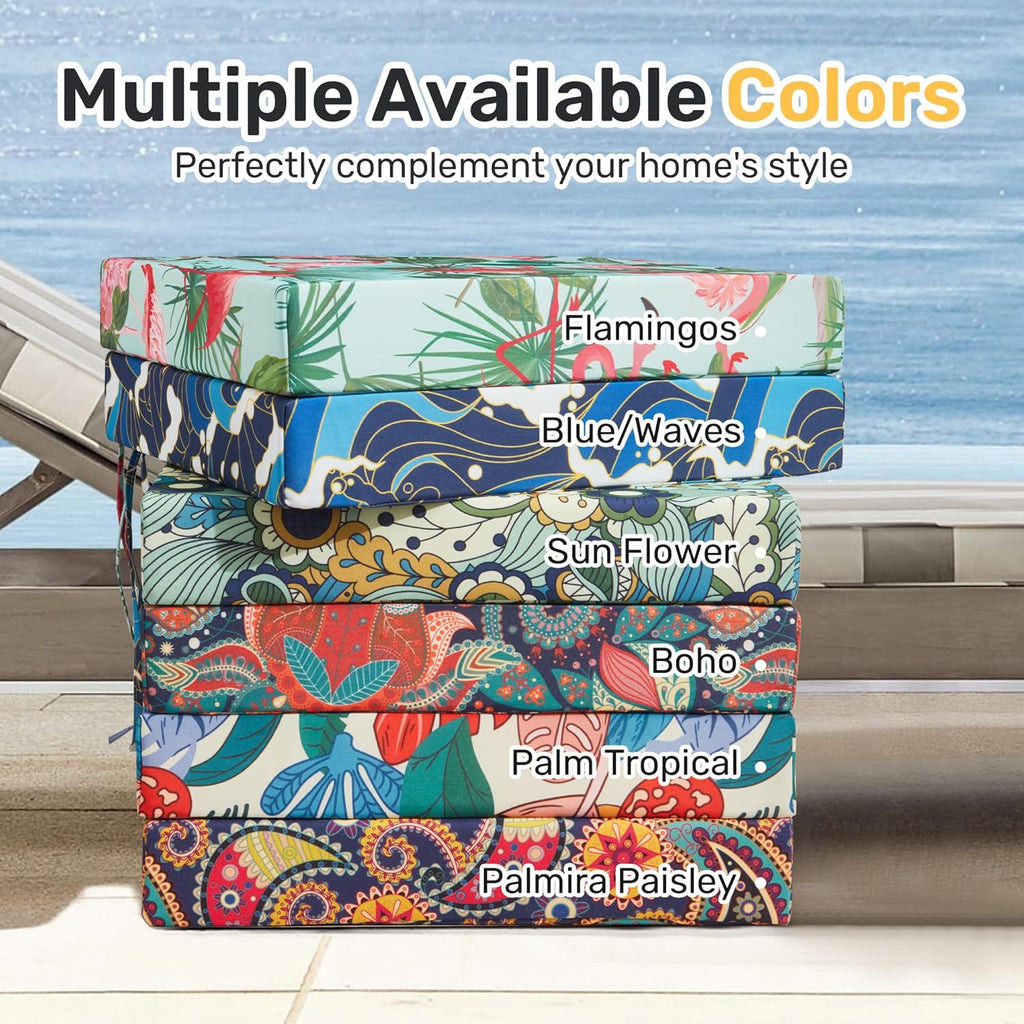 Outdoor Chair Cushions, Set of 4, 24"*24"*4", Water Resistant, Navy/White