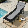 TLSUNNY Padded Folding Lounge Chair with Pillow & Side Pocket