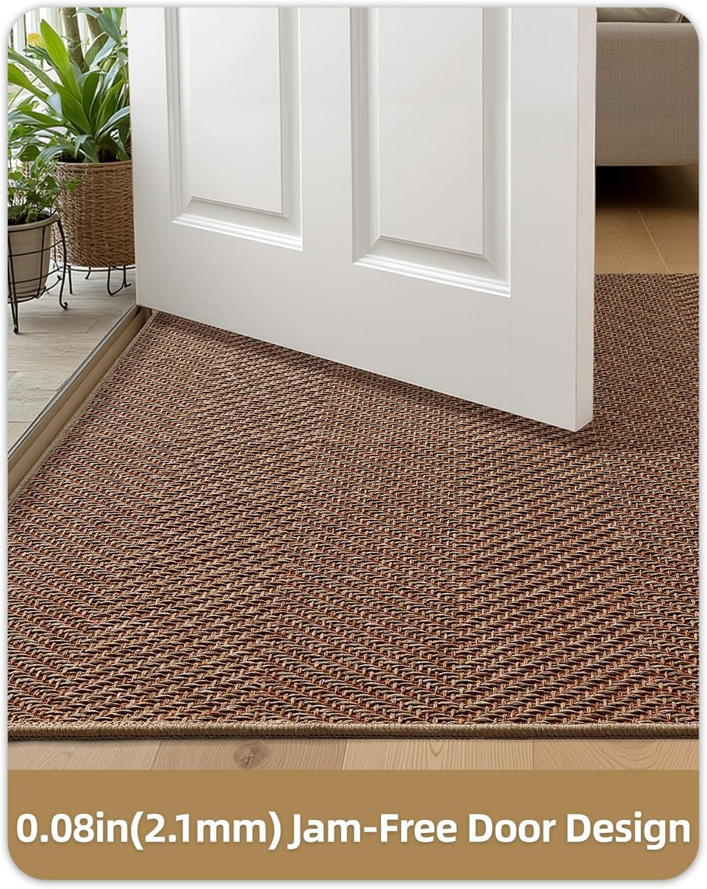 Color&Geometry Ultra Thin Indoor Door Mat 48"x72"Entrance Mat,Warm Chestnut