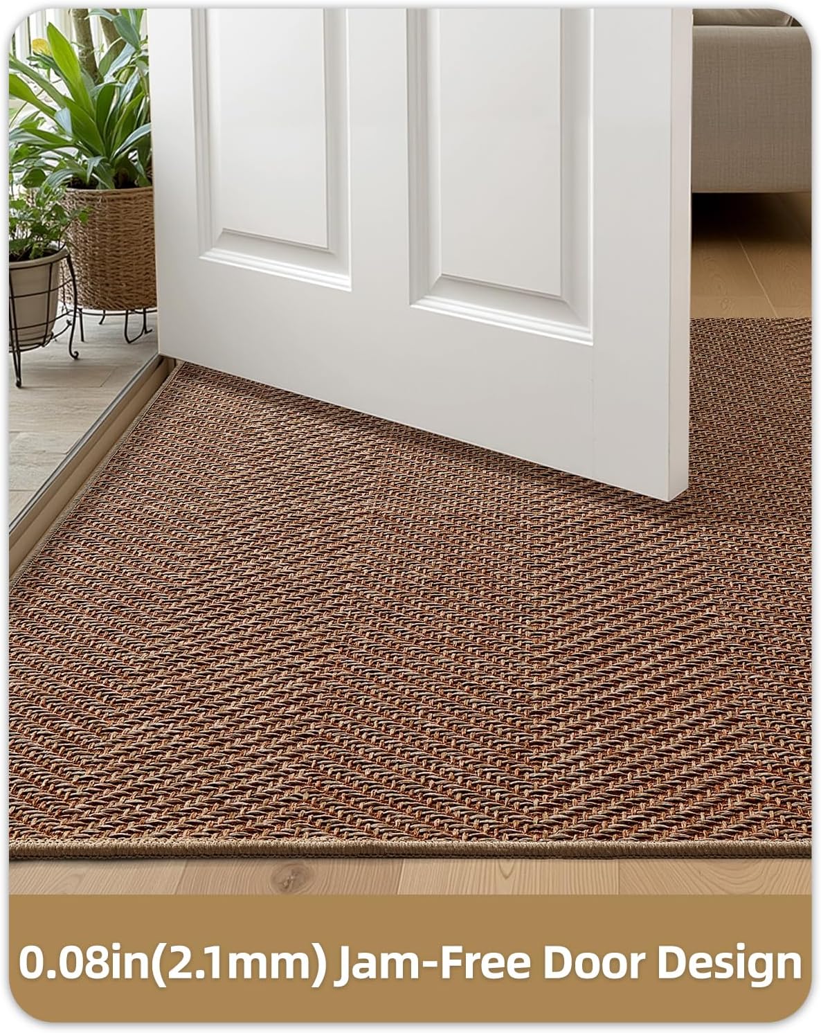 Color&Geometry Ultra Thin Indoor Door Mat 48"x72"Entrance Mat,Warm Chestnut