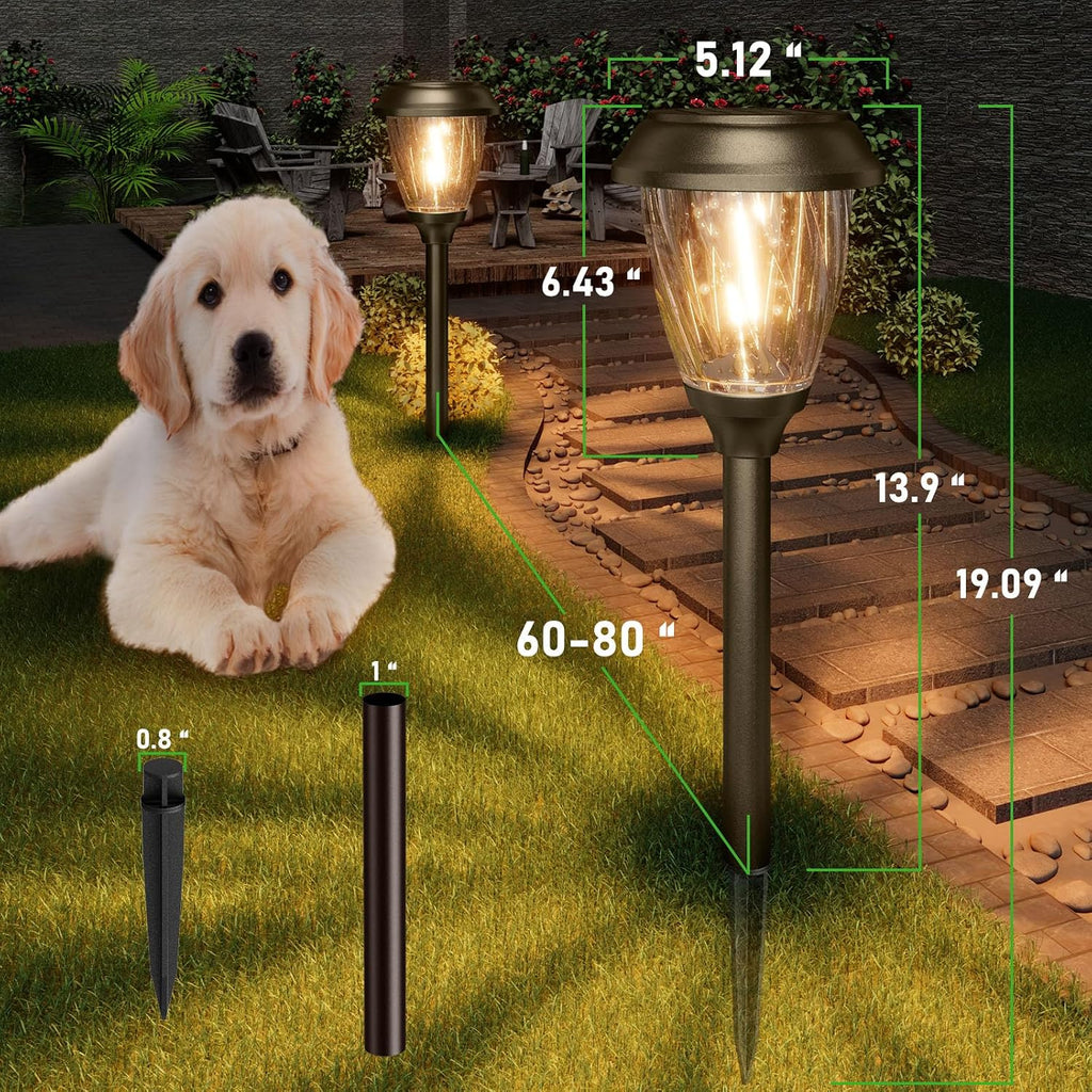 XMCOSY+ Solar Pathway Lights Outdoor 6 Pack, 10/25 LM Solar Yard Lights