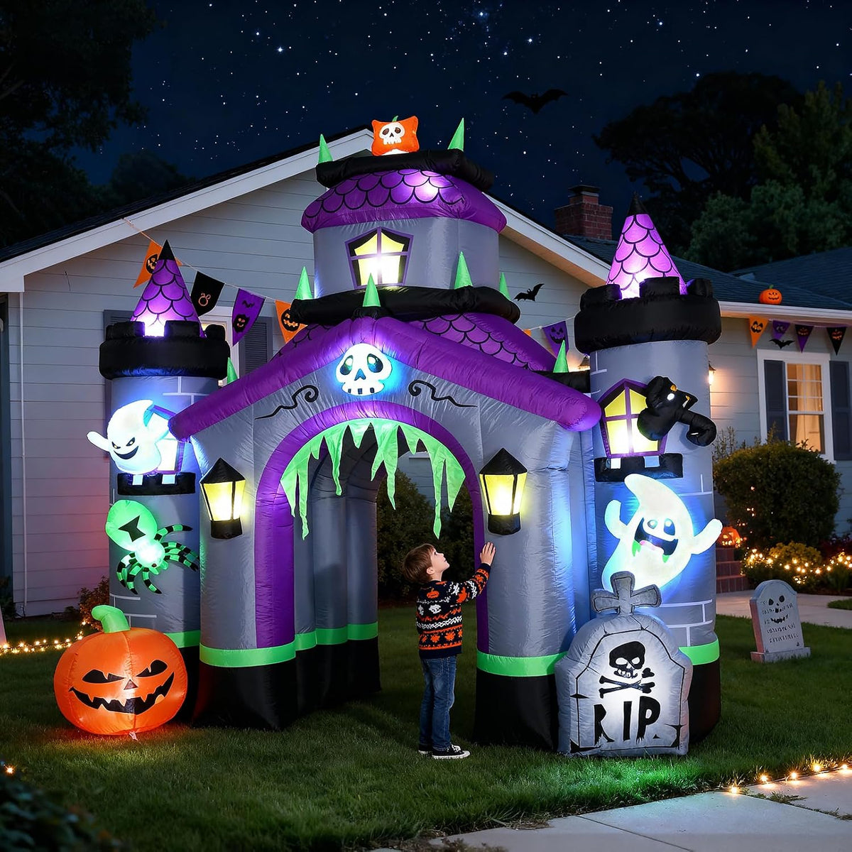 ZPISF Halloween Inflatables Giant 12.5 FT Haunted House Castle Archway