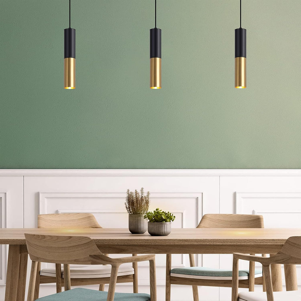 Modern Mini Pendant Light Set of 3, Metal Gold Black Pendant Ceiling Lamps Fixture with LED Bulb Hanging Light for Kitchen Island Living Room Bedroom Cafe Bar