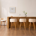 EYYTHUNG 26" Counter Height Bar Stools Set of 2 Mid Century Modern Farmhouse Swivel Barstools Chenille Fabric Upholstered Bar Height Island Chairs with Curved Backrest for Kitchen Island, Beige