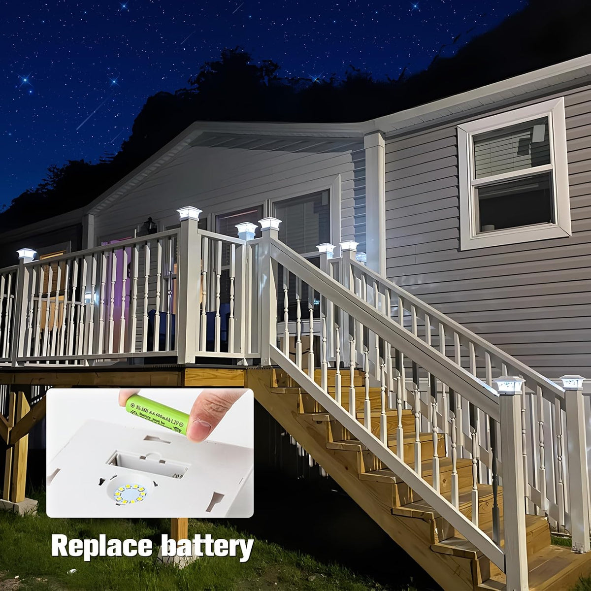 VOLISUN Solar Fence Post Cap Lights, Cool/Warm Modes Outdoor 4Pack, White