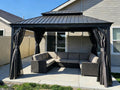 PURPLE LEAF Gazebo 10' X 14' Built-in Drainage System, Gray