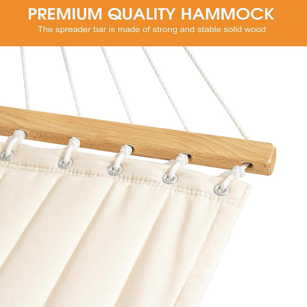 Lazy Daze 12 Ft Double Quilted Hammock with Curved Steel Wood Grain Stand