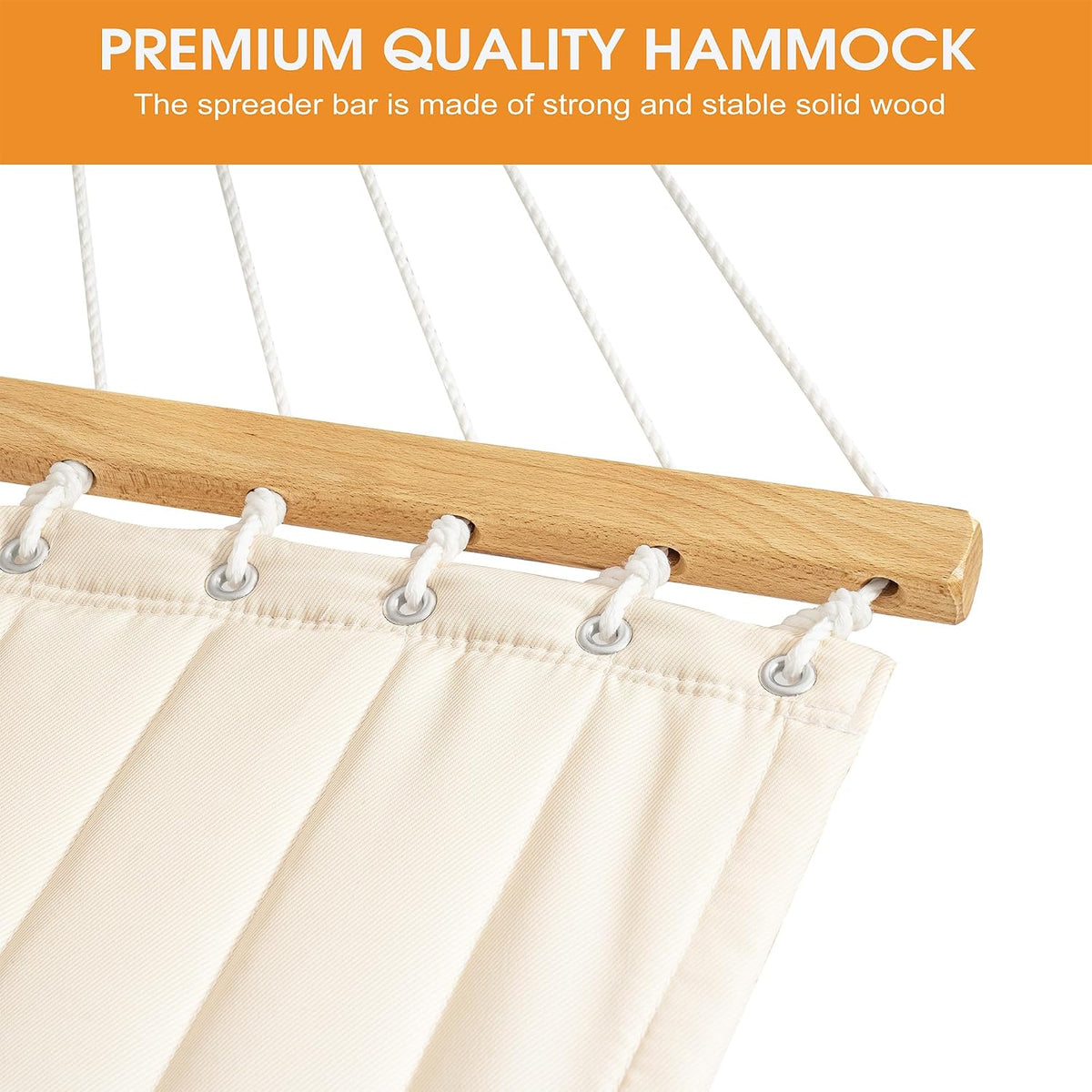 Lazy Daze 12 Ft Double Quilted Hammock with Curved Steel Wood Grain Stand