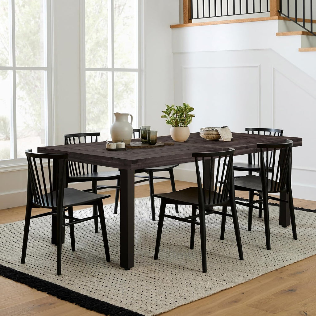 Flamaker Outdoor Acacia Wood Dining Table for 6, Deep Brown