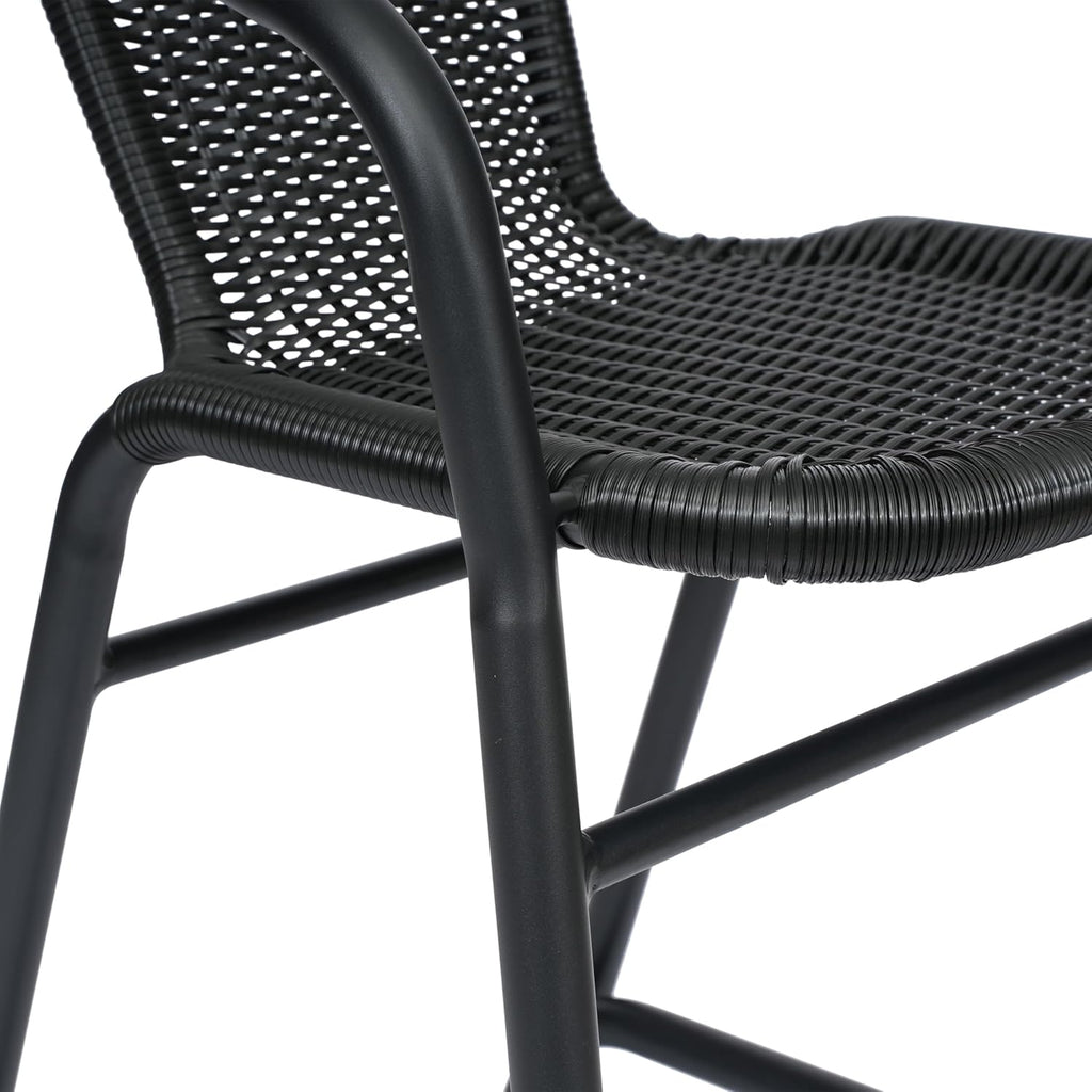 Flash Furniture PE Rattan Indoor/Outdoor Restaurant Barstool, Black, 2-Pack