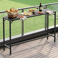 TLSUNNY 63" Patio Bar Table, Sturdy Outdoor Counter Height Table, Black