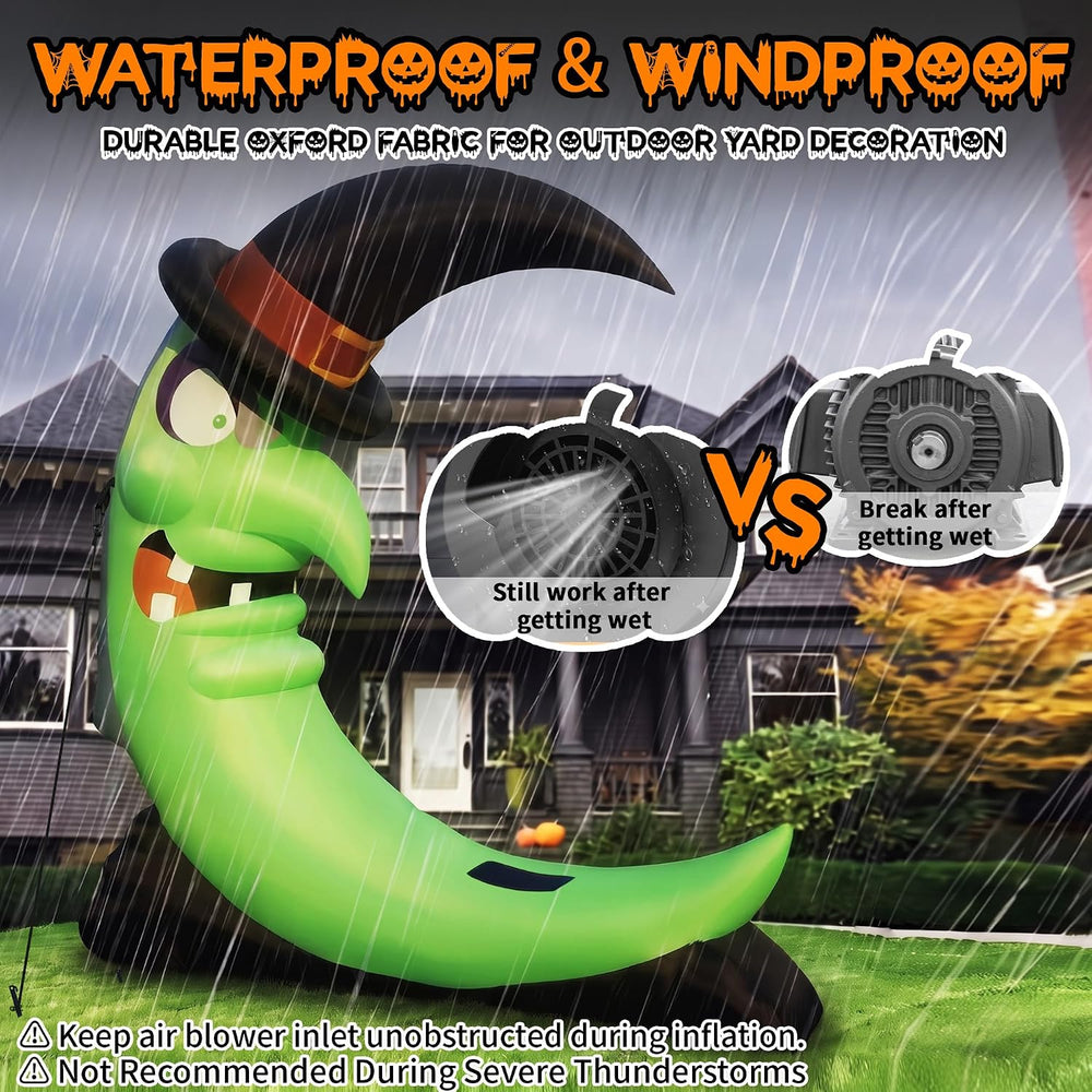 Giant Green 8.9 FT Halloween Inflatables Witch Moon Outdoor Decorations