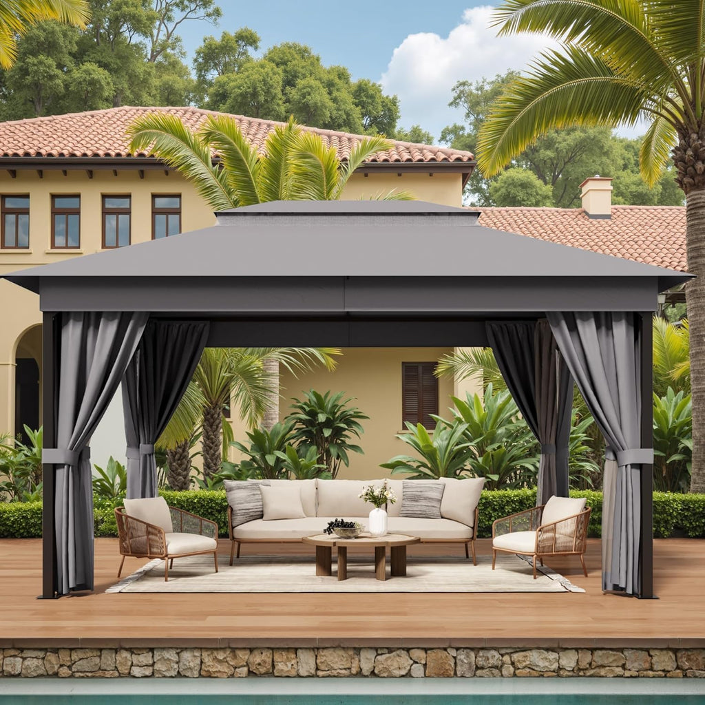 Devoko 10'x13' Outdoor Gazebo for Patio, Heavy Duty Steel Frame Canopy