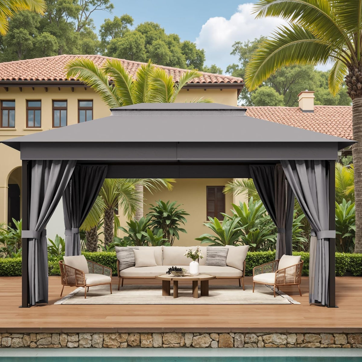 Devoko 10'x13' Outdoor Gazebo for Patio, Heavy Duty Steel Frame Canopy