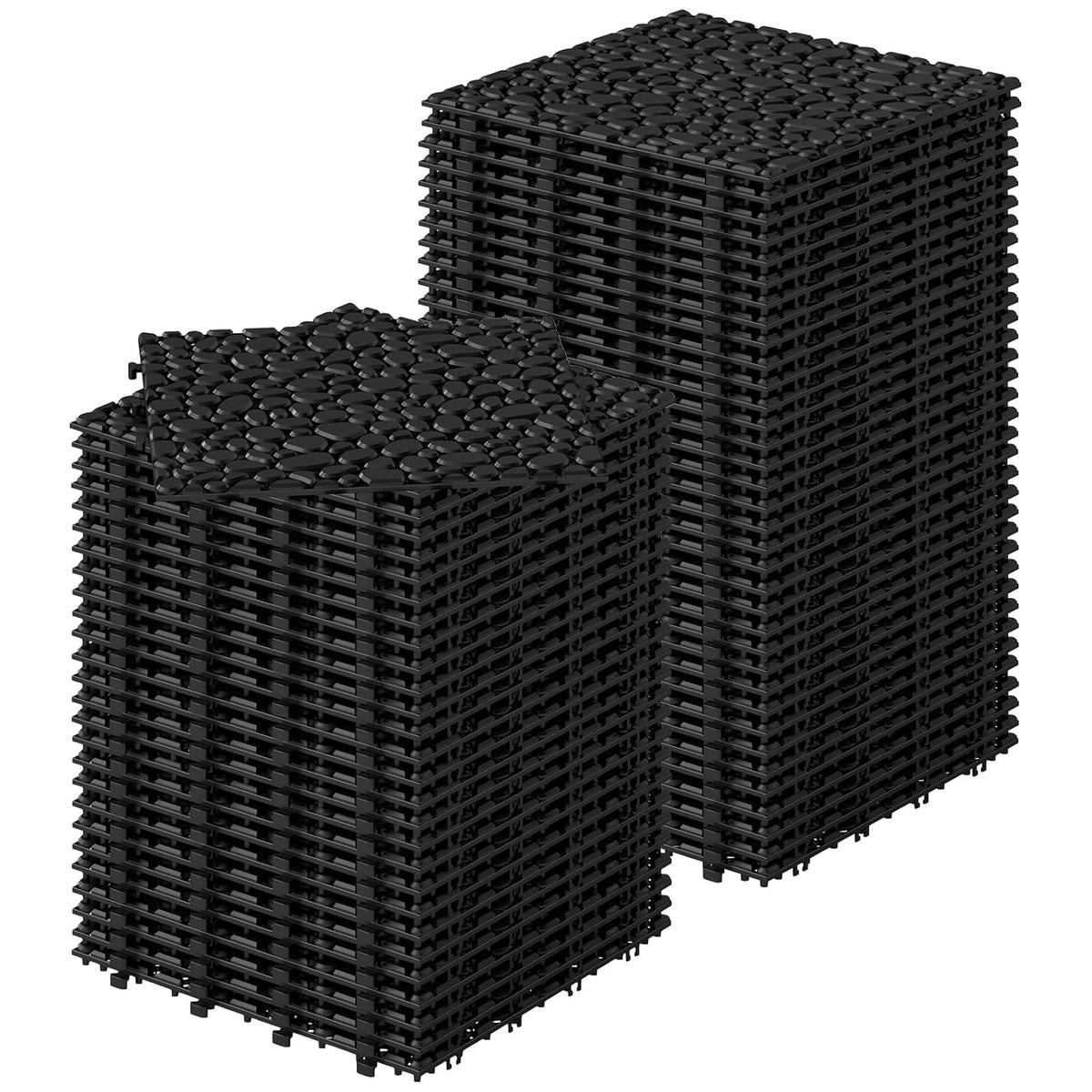Rovibek 60PCS Plastic Interlocking Deck Tiles, 12"x12" Pebble Decking Tiles