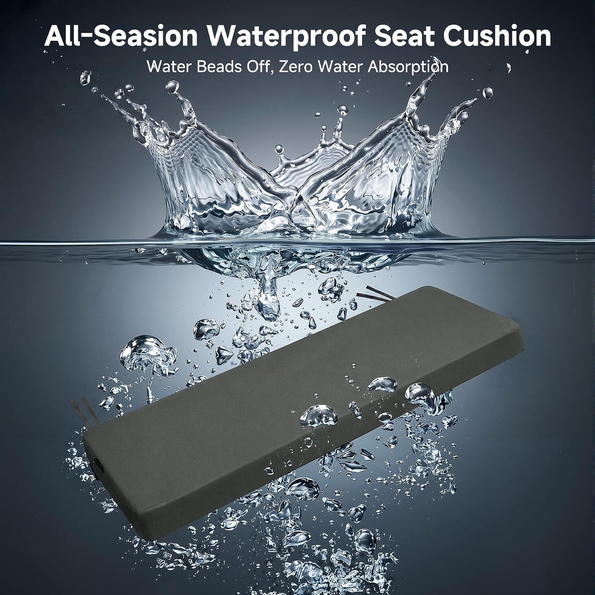 Favoyard Waterproof Outdoor Bench Cushion Dark Grey 59 x 16 Inch