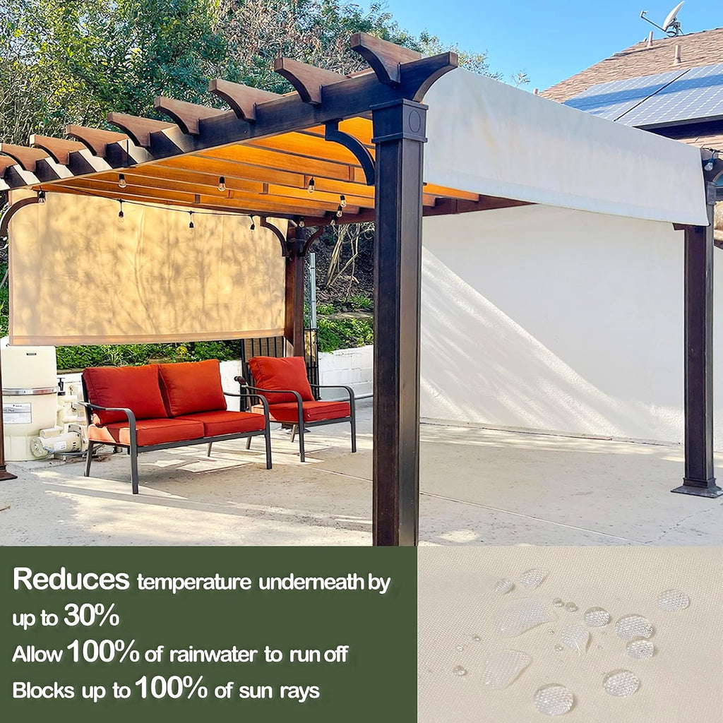 Alion Home Waterproof Pergola Cover - Universal Replacement Canopy (12' L x 9' W, Beige)