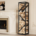 Firewood Rack Indoor 47 Inch Tall, 4-Tier Heavy-Duty Firewood Holder for Fireplace with Minimalist Style, Decorative Log Rack, Flexible Storage, Space-Saving, Easy Assembly, Black