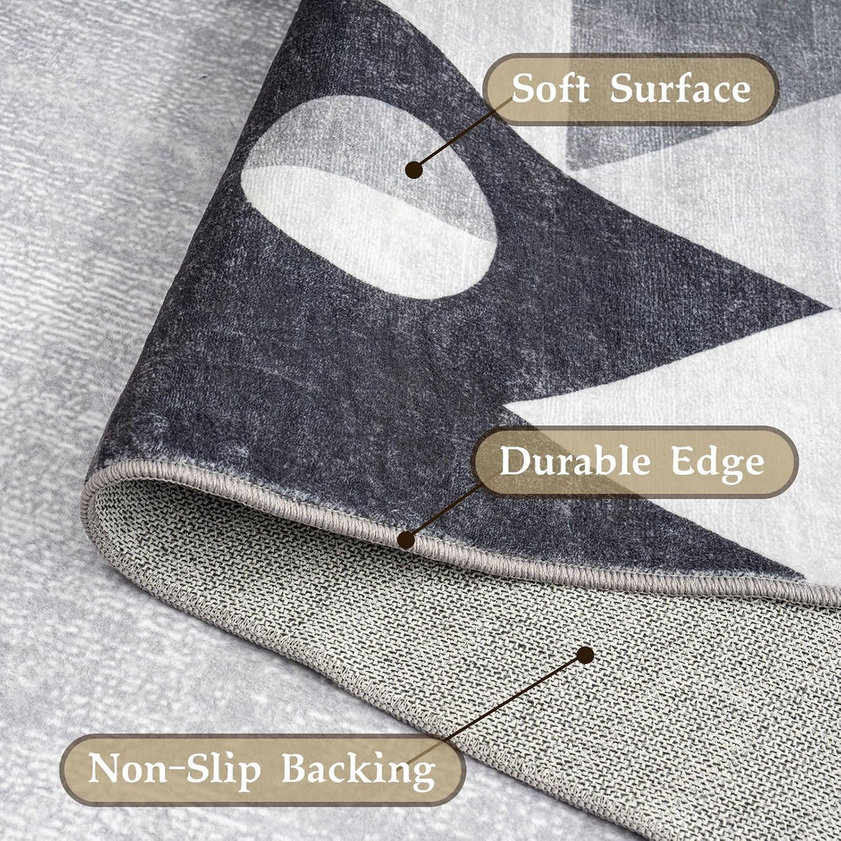 homfine washable modern area rug - geometric style, side view