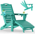Ciokea HDPE Folding Adirondack Chair with Footrest,Lake Blue,1