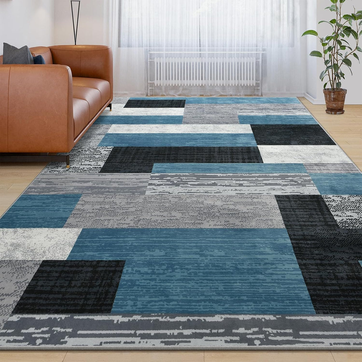 Large Area Rugs, Modern Geometric Patchwork Floor Decor Rockwood Collection