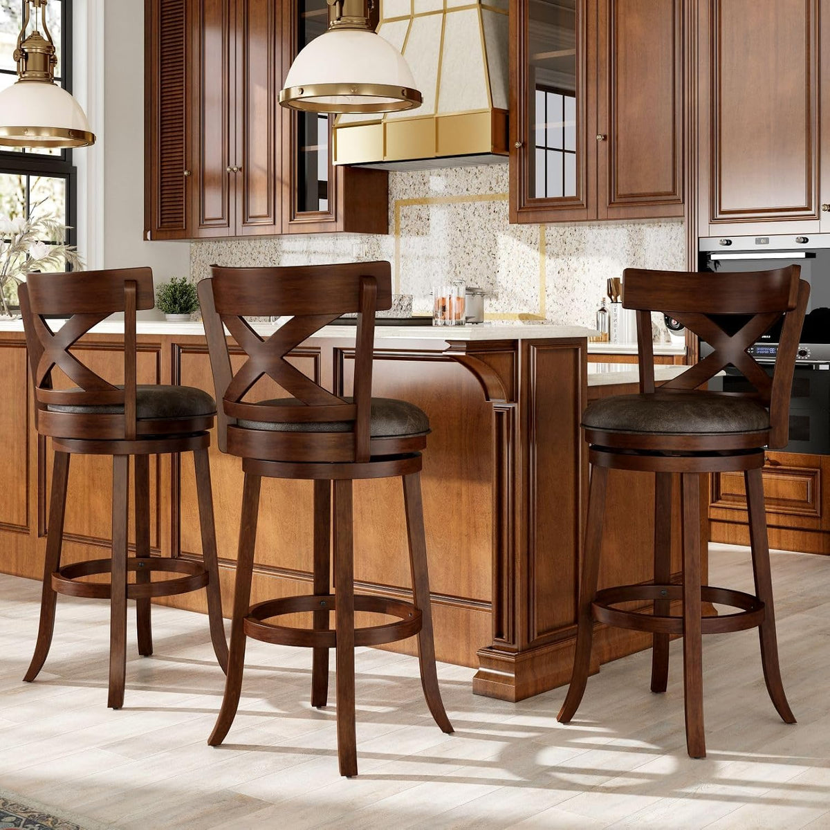 Sophia & William 30 Inch Swivel Bar Stools Set of 3, Bar Height Barstools