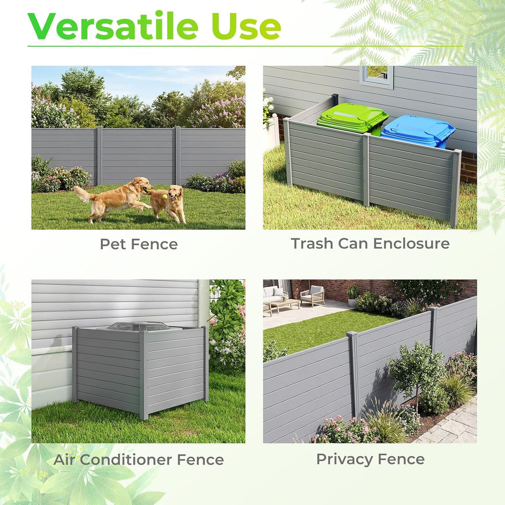 GIANTEX No-Dig Air Conditioner Fence, 3 Panels, 48''W x 36''H, Gray