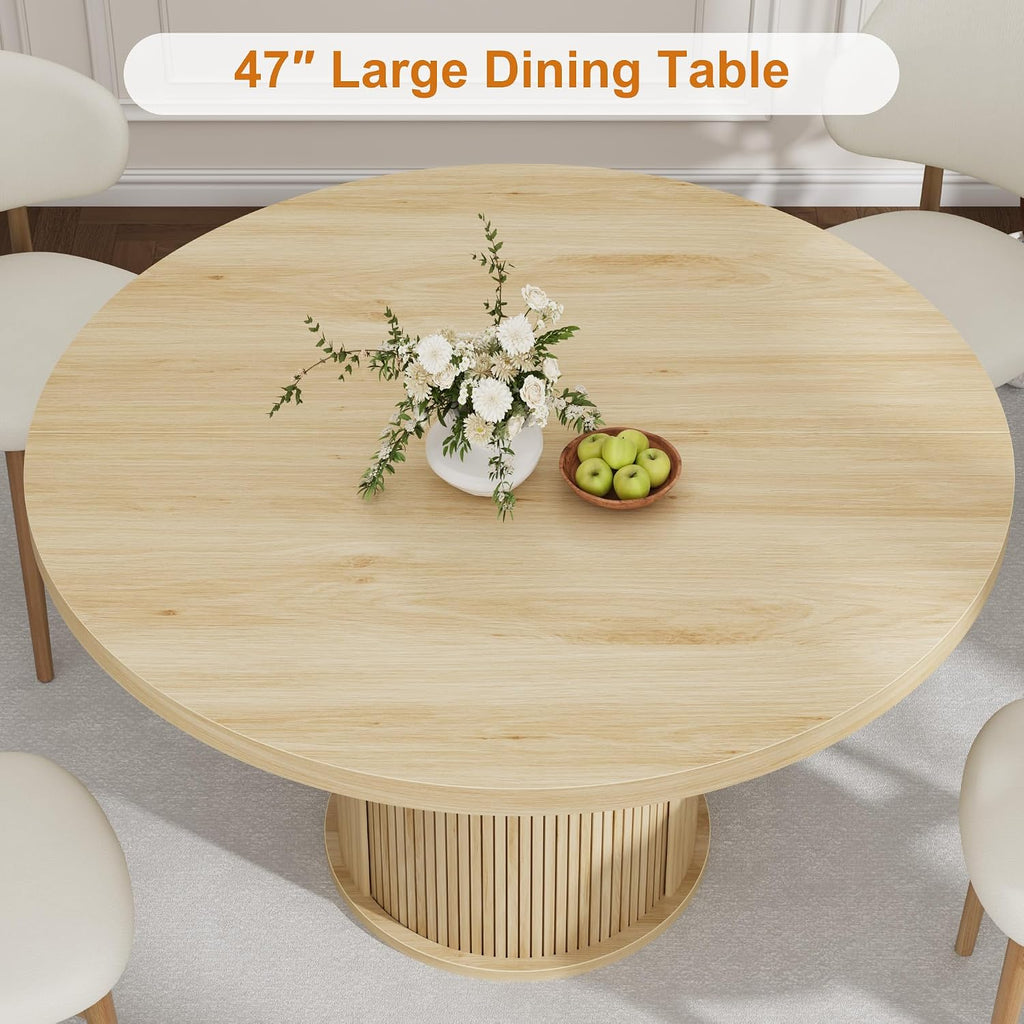 IDEALHOUSE 47" Round Dining Table for 4-6, Modern Farmhouse Kitchen Table