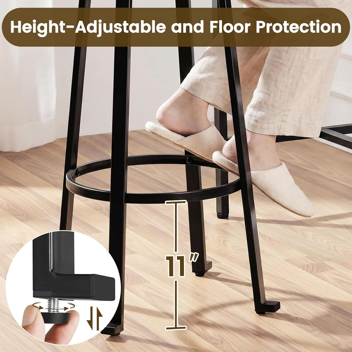 Yaheetech 29.5" Bar Stools Set of 4, Industrial Metal Legs, Rustic Brown