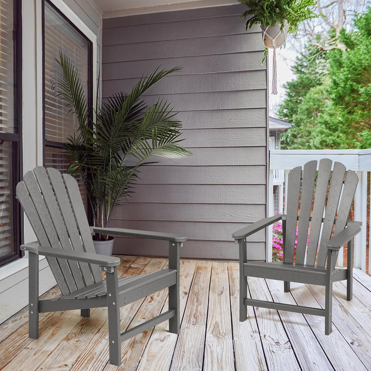Oversized Stackable Adirondack Chair Set of 2, HDPE Fire Pit Chair