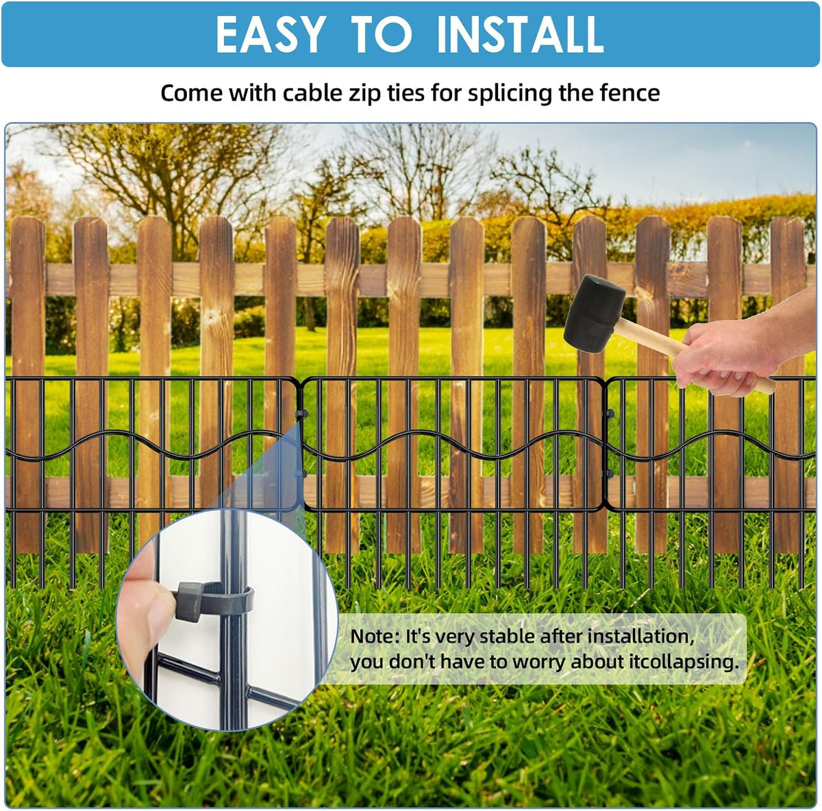 Eibikdi 40ft x 13in(H) Garden Animal Barrier Fence, 28 Panels