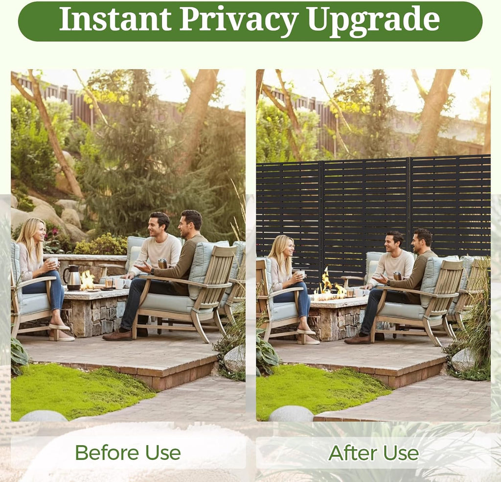 Outdoor Privacy Screen Freestanding 10 Panels for Outside,Black