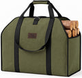 FEED GARDEN Extra Large Firewood Carrier, Waxed Canvas Log Carrier, Green