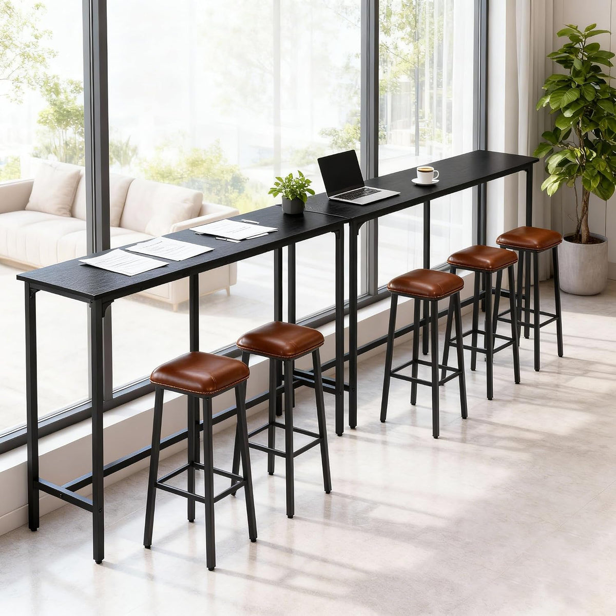 Karl home 71" Bar Table w/Triangular Support, 220 lbs, Black