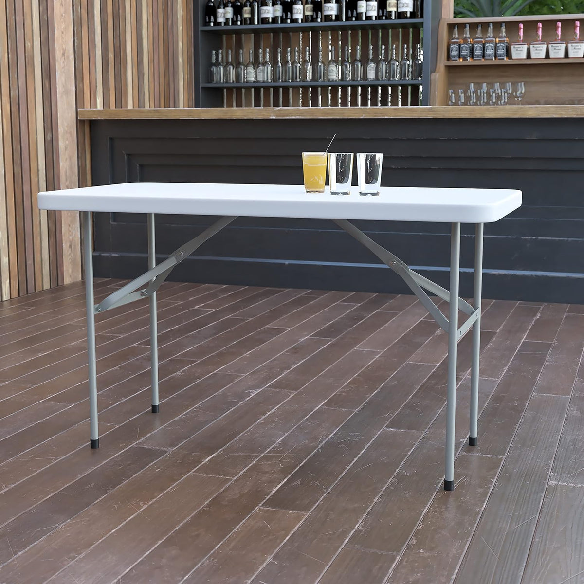 Flash Furniture 4-Foot Granite White Plastic Folding Table